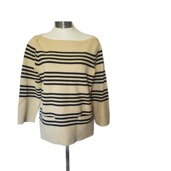 J. Crew Boatneck Popover Sweater Striped Long Slee - Picture 2 of 8